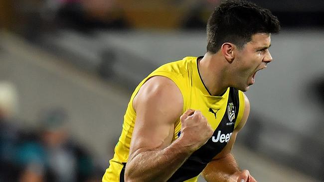 Cotchin was below his best, but kicked a crucial goal in the third term. Picture: Getty Images