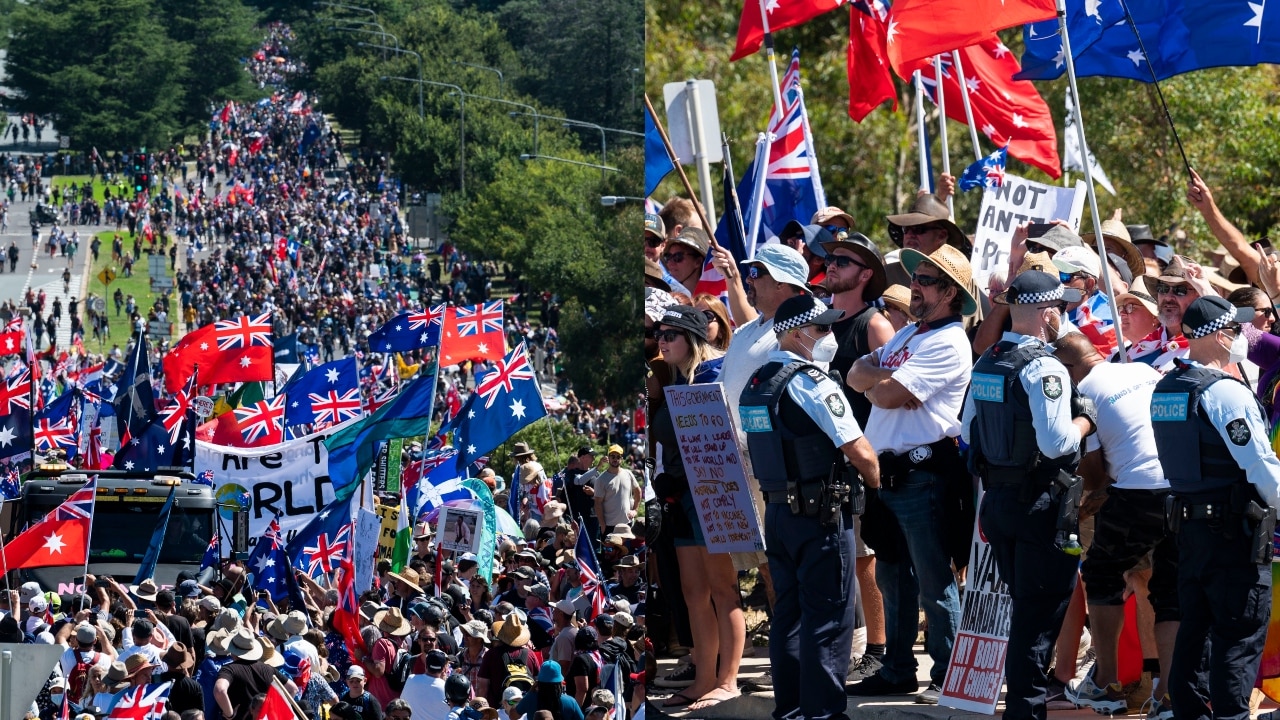 Thousands of demonstrators gather in Canberra to protest government ...