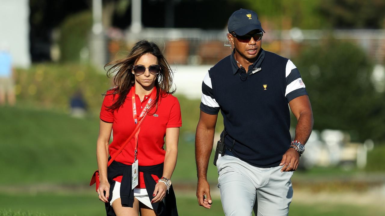Tiger Woods first went public with Erica Herman at the 2017 Presidents Cup. Picture: Rob Carr/Getty Images
