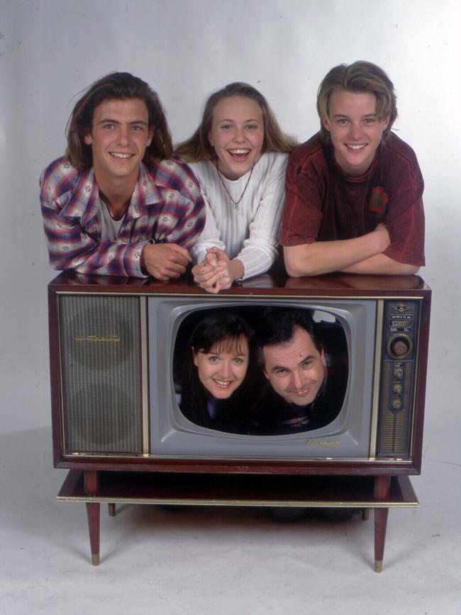 With Neighbours co-stars in 1994.