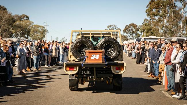 Hundreds gathered to celebrate the life of Jake Williams and watch as he made his last ride.