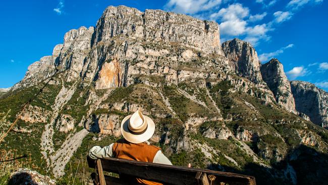 Taking in the views of limestone crags in Vikos canyon.