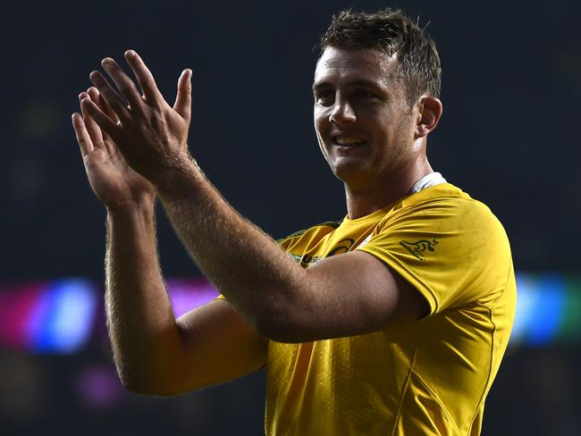 Mumm captained the Wallabies days after Alfie’s birth and scored a try. Picture: AFP