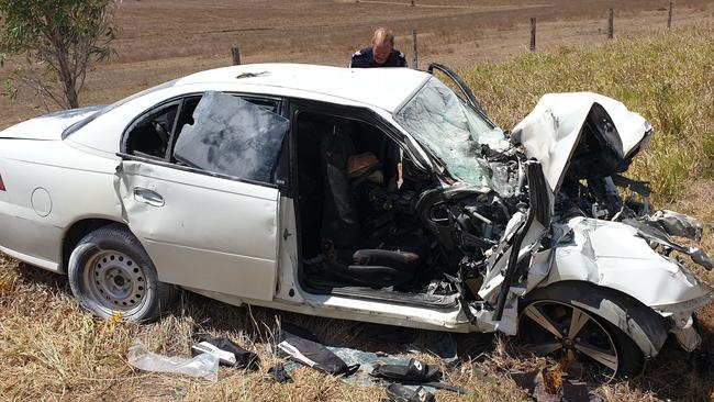 The man had to be cut from his Holden Commodore following the head-on crash. Photo: Frances Klein