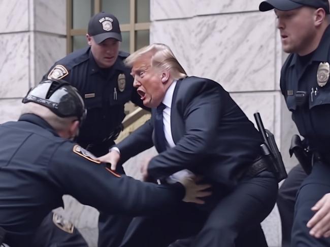 AI-generated deepfake image of former president Donald Trump being arrested.