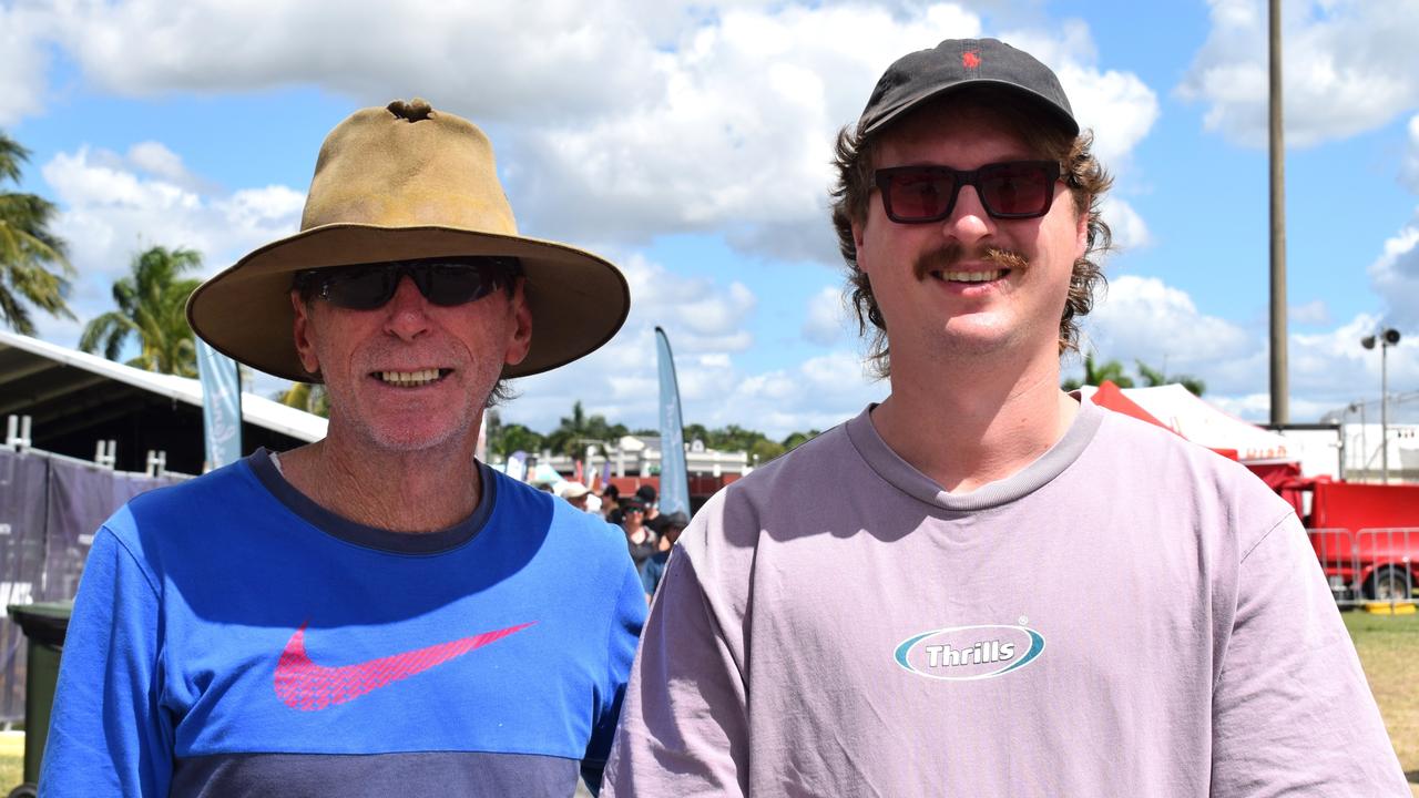 Steve and Matthew Hart from Mackay at Rockynats 04 showgrounds precinct on March 31, 2024. Picture: Aden Stokes