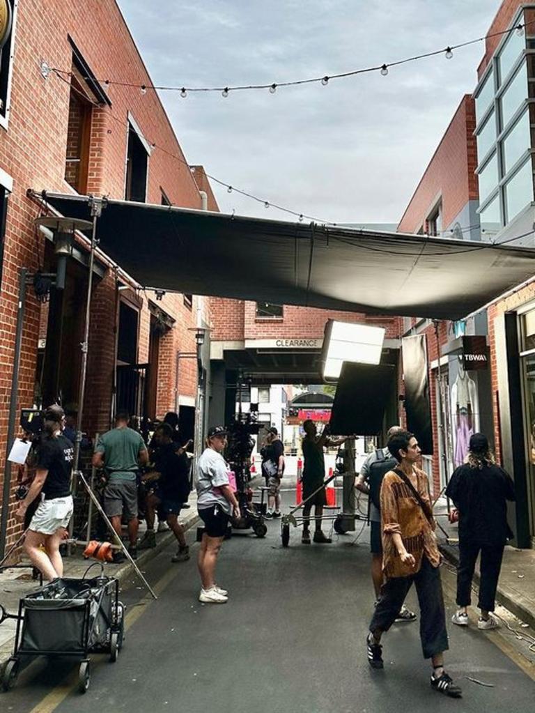 Olivia Colman filming in Exchange Coffee in Vardon Ave. Source: Instagram