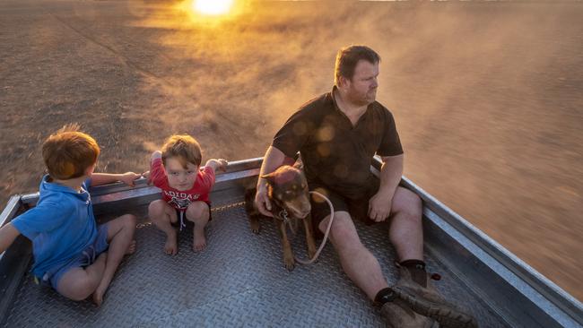 Times are tough for the Tyack family. On their property near Werrimull. Picture: Alex Coppel