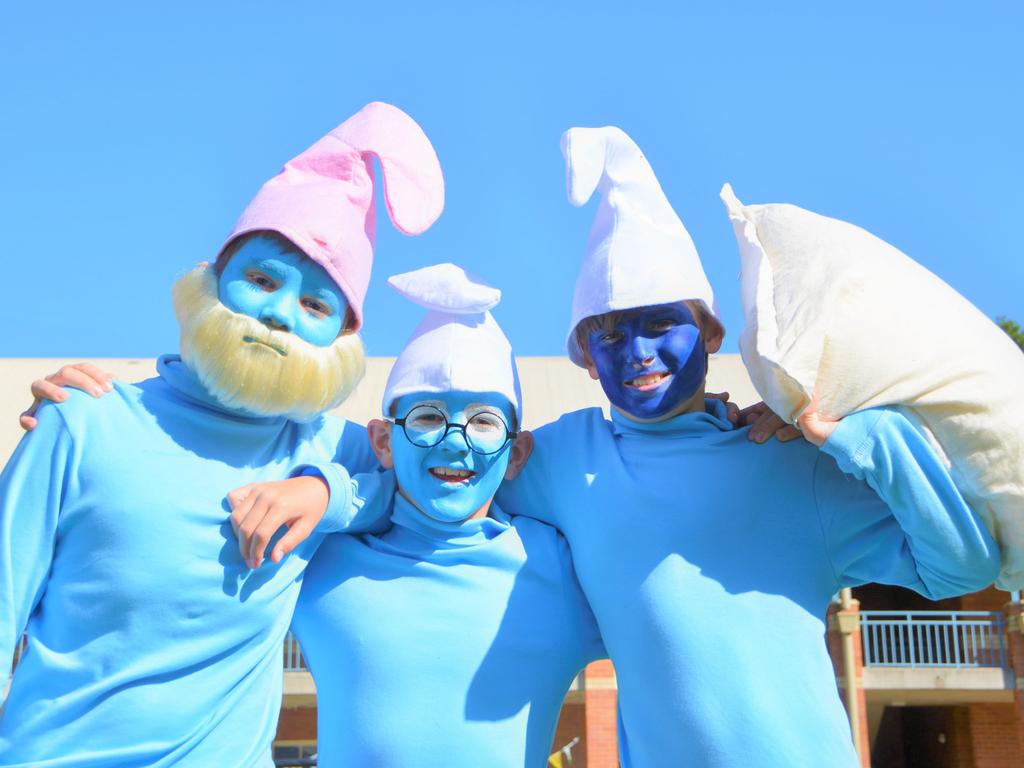 Dressed up for Book Week 2023 at Toowoomba Grammar School are (from left) Jackson Cooke, Wil Maker, Hugo Seaby. Picture: Rhylea Millar