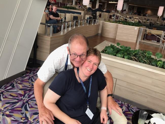 Gavin and Lisa Dallow, who remains critically ill in hospital, on the Ovation of the Seas cruise ship.