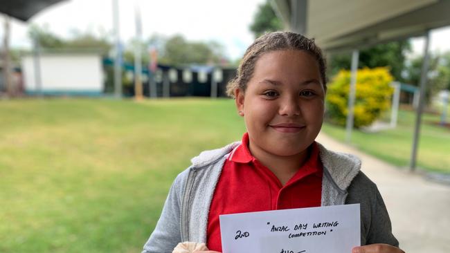 Iluka Public School Year 5 student Kiani, placed second in this year's RSL Harry Lange Memorial essay competition