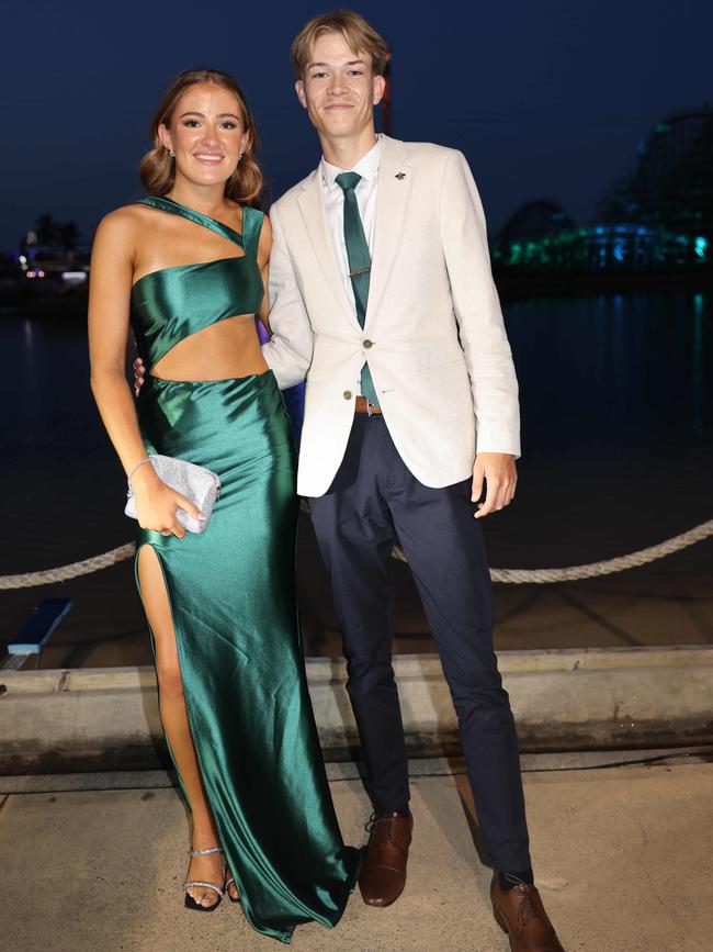 Ainsley Harlow and Connor Maksimas at the Southport State High School Formal at SeaWorld. Picture, Portia Large.