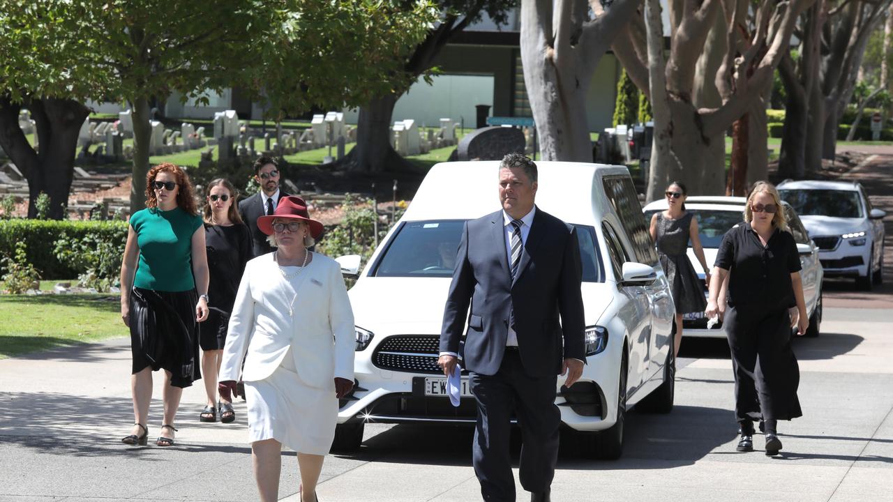 Hearse arriving for funeral to celebrate the life of the late Olympic cyclist at Fremantle Cemetery. Picture: NCA NewsWire/Philip Gostelow