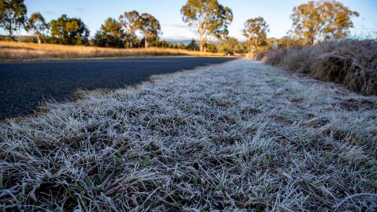 The frosty Bunya Mountains during a major cold snap on July 13, 2022. Picture: Dominic Elsome