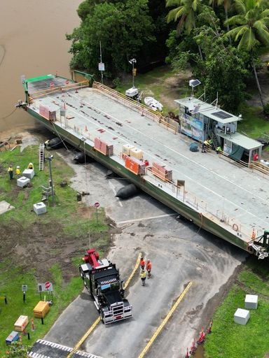 The Daintree Ferry has reopened following last week’s safety inspection and repairs. Picture: Douglas Shire Council.