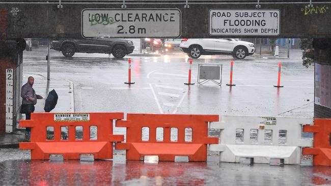 The York Street underpass in South Melbourne was pre-emptively blocked off. Picture: AAP Image/Julian Smith