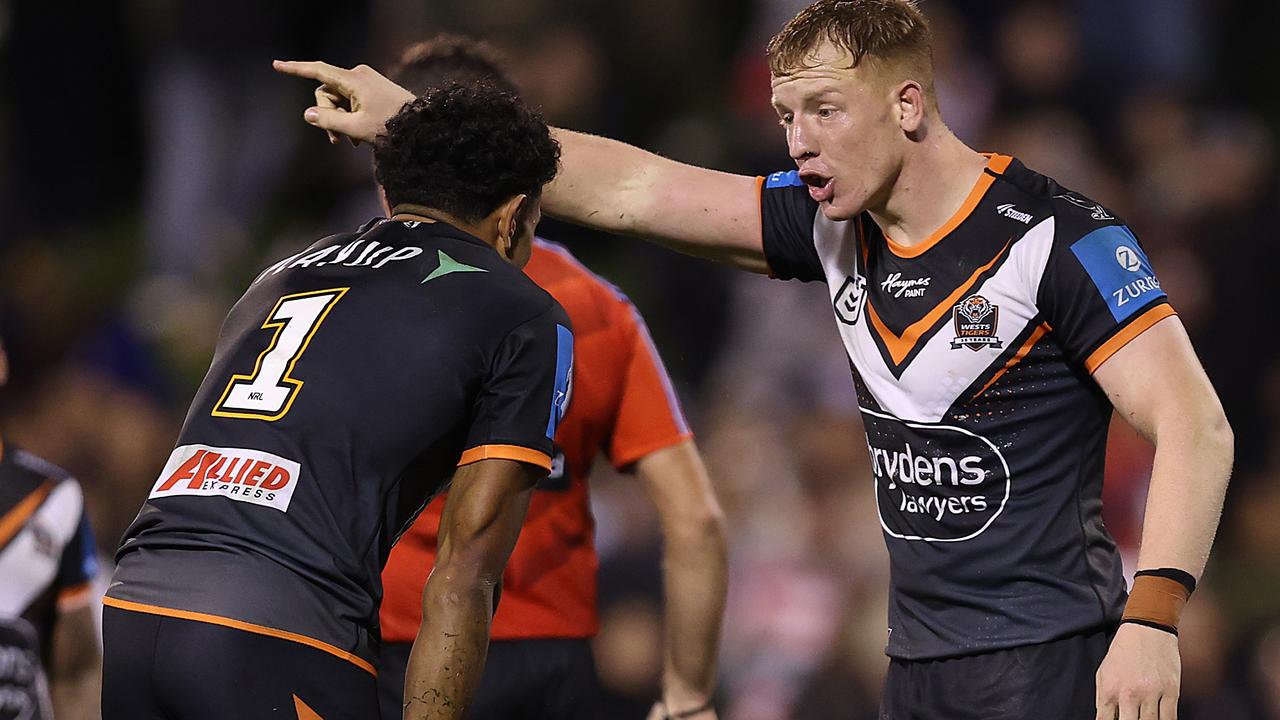 Alex Seyfarth is set to start the new season on the right edge for the Wests Tigers. Picture: Jason McCawley/Getty Images