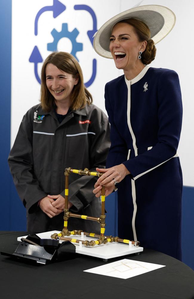 Princess Catherine meets with apprentices and graduates. Picture: AFP
