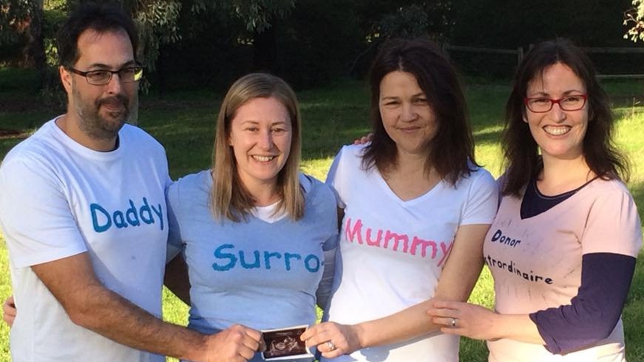 Simone Cureton (second from left) and Anna McKie (far right) are advocates for surrogacy in SA. Picture: Supplied