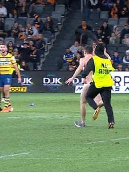 Matthew Cooper was given a court attendance notice for streaking during Eels v Tigers clash at Bankwest Stadium