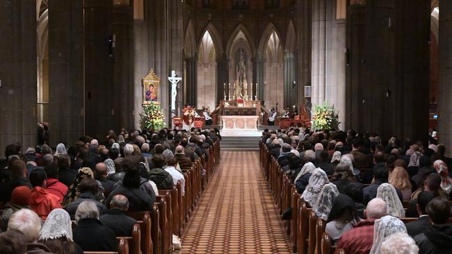 Parishoners attend the final Latin mass at St Patrick’s.