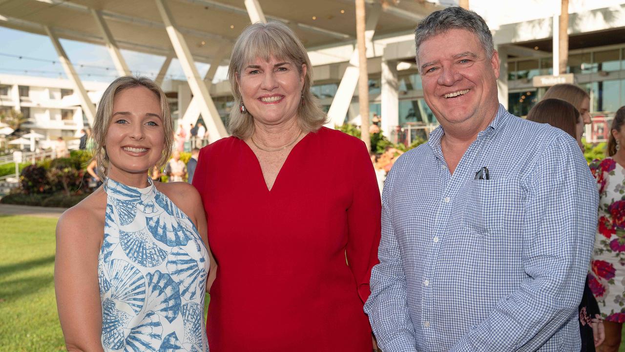 Kirby Bolton, Eva Lawler and Mark Monaghan at the 2022-23 NTFL Nichols Medal Night. Picture: Pema Tamang Pakhrin