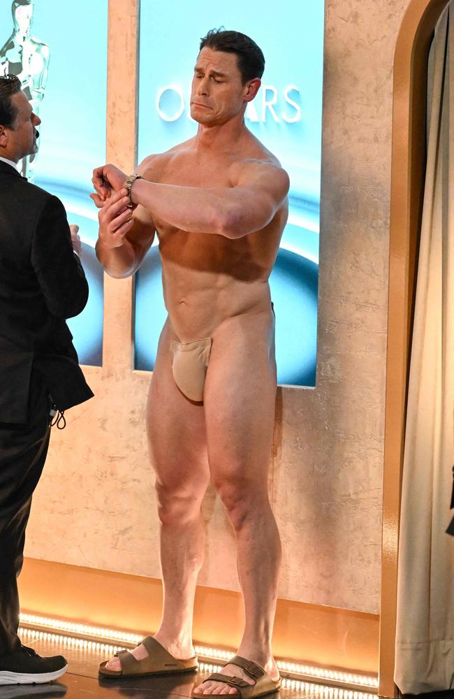 The actor was wearing a small nude brief. Picture: Richard Harbaugh/AMPAS/AFP