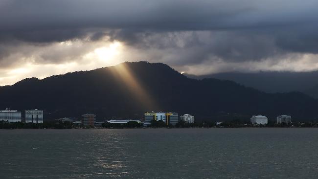 Storm Clouds gather over Cairns as seen from Trinity Bay. Picture: Brendan Radke.