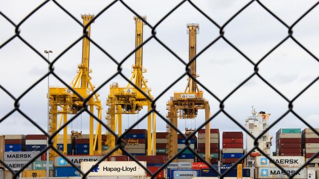 A general view of DP World Australia at Port Botany. The stevedore company manages some 40% of container traffic in Australia. A protracted industrial dispute would have severe knock-on effects on supply chains and businesses small and big around the country. (Photo by Jenny Evans/Getty Images)