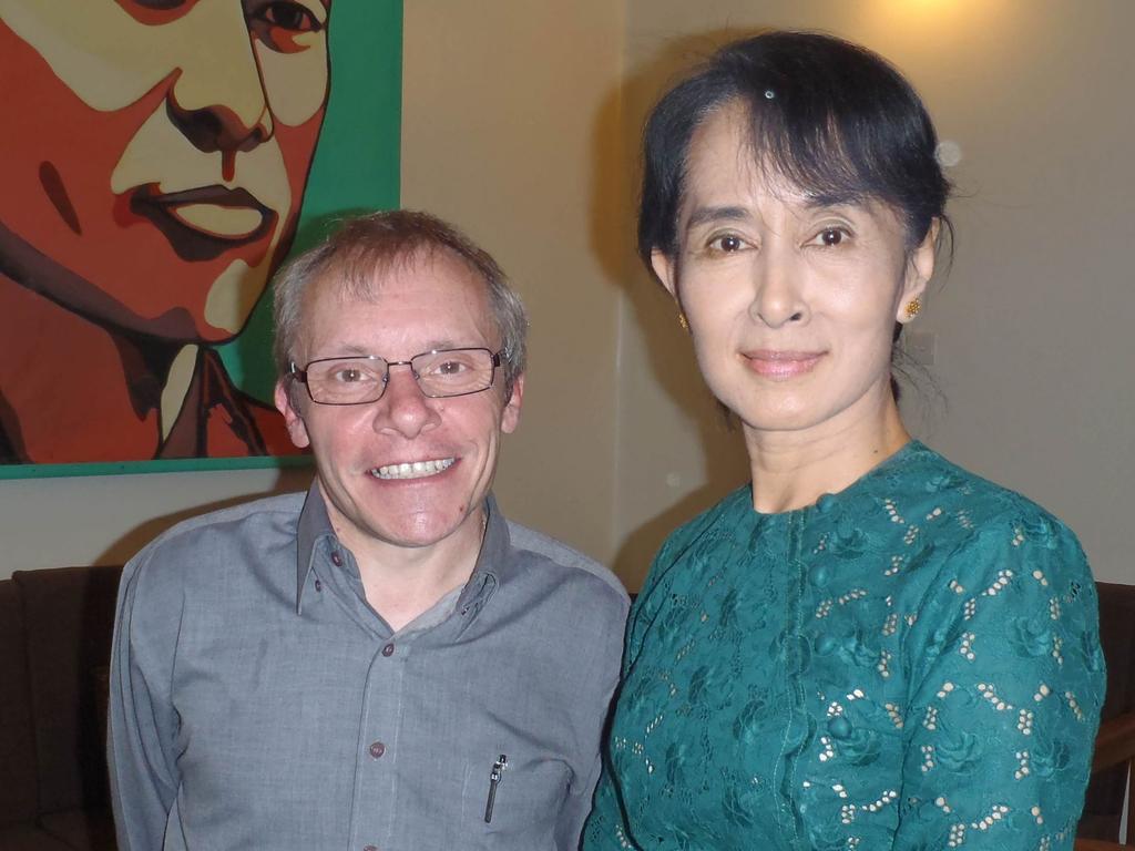 Sean Turnell with Myanmar’s former state counsellor, Aung San Suu Kyi.