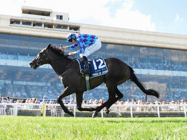 Pride Of Jenni ridden by Declan Bates wins the The Sharp EIT All-Star Mile at Caulfield Racecourse on March 16, 2024 in Caulfield, Australia. (Photo by Brett Holburt/Racing Photos via Getty Images)