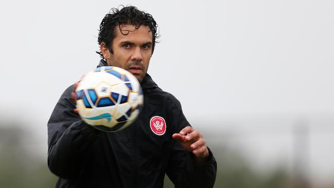 Pictured is Western Sydney Wanderers captain Nikolai Topor-Stanley training at Tom Wills Oval at Sydney Olympic Park ahead of the 2015 AFC Champions League game against Kashima Antlers at Parramatta Stadium this week. Picture: Richard Dobson