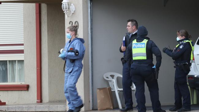 Police conduct an investigation at a house in Caroline Springs. Picture: David Crosling