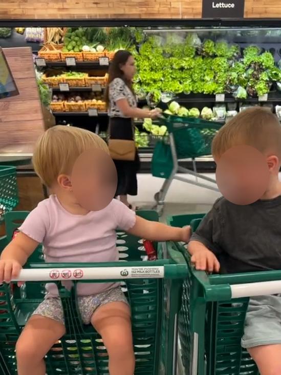 Woolworths trolleys have been downsized to only fit one child. Picture: alhanafriend/TikTok