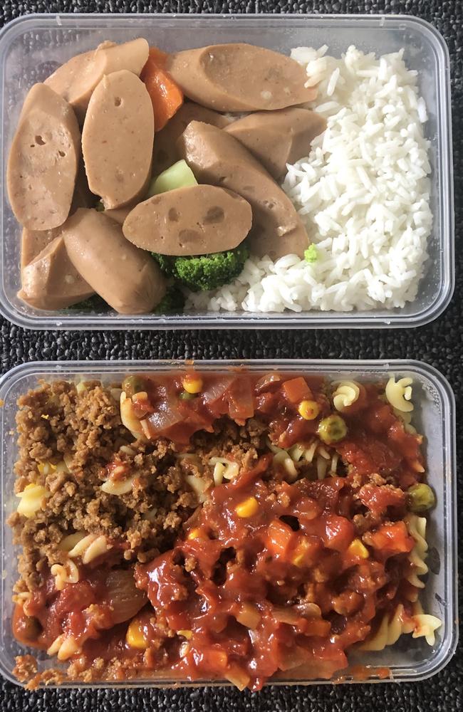 The Christmas Day lunch served up to Lara and Michael Anderson in hotel quarantine.