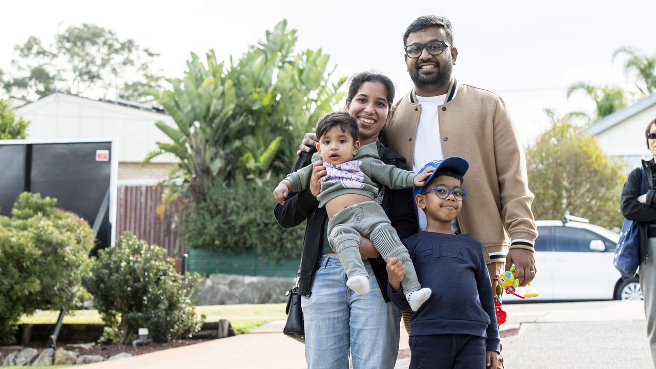 Bithu Sebastian and wife Silpha-Rose Robin with their children Rhys and Ryan Mathew. Picture: The Sunday Telegraph/ Monique Harmer