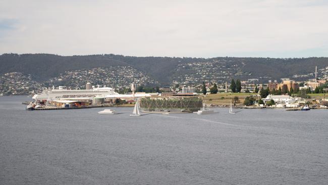 An artist’s impression of the design for a floating hotel in front of the Regatta grounds. Picture: SUPPLIED