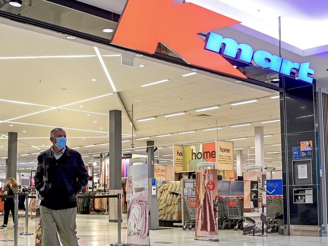 SYDNEY, AUSTRALIA - NCA NewsWire Photos AUGUST, 04, 2020: People are seen wearing a face mask as they leave Kmart Marrickville, in Sydney. Sydney Kmart stores have followed suit with other retailers and are now asking people to wear masks when visiting their stores, to help prevent the spread the COVID-19. Picture: NCA NewsWire/Bianca De Marchi