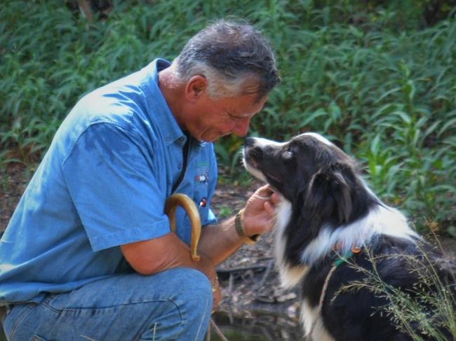 Sheep Herding for City Dogs trainer John Borg with dog Smokey.