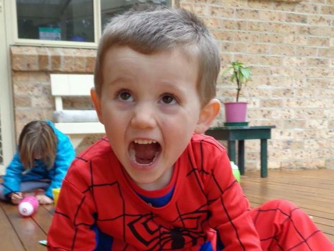 New photo of Missing  boy William Tyrrell wearing  the actual Spiderman suit in which he disappeared in. Exhibit image released by the William tyrrell Inquest. Supplied