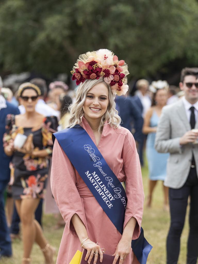 Burdekin Races at Burdekin Race Club, Home Hill. Louisa Daley, winner of the milliner award. Picture: Mark Cranitch