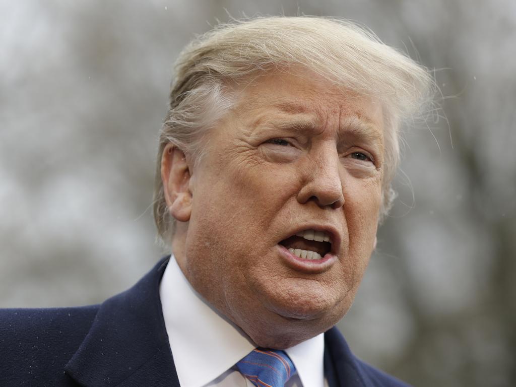 FILE - In this Friday, April 5, 2019 file photo, President Donald Trump speaks with reporters before boarding Marine One on the South Lawn of the White House, in Washington. A federal appeals court said Thursday, June 20, 2019 that new Trump administration rules imposing additional hurdles for women seeking abortions can take effect while the government appeals decisions that blocked them.  (AP Photo/Evan Vucci, File)