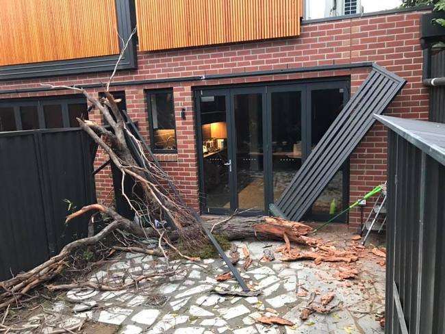 Storm damage in Brunswick. Picture: Facebook/Marguerite Simpson