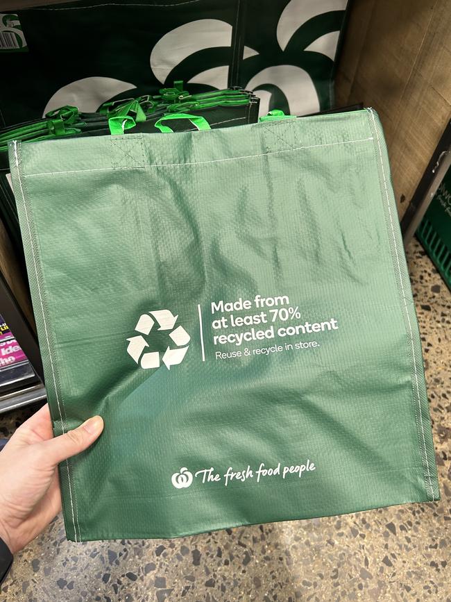 However there is an issue with the instructions on the bag telling shoppers to ‘recycle in store’. Picture: news.com.au/Rebekah Scanlan