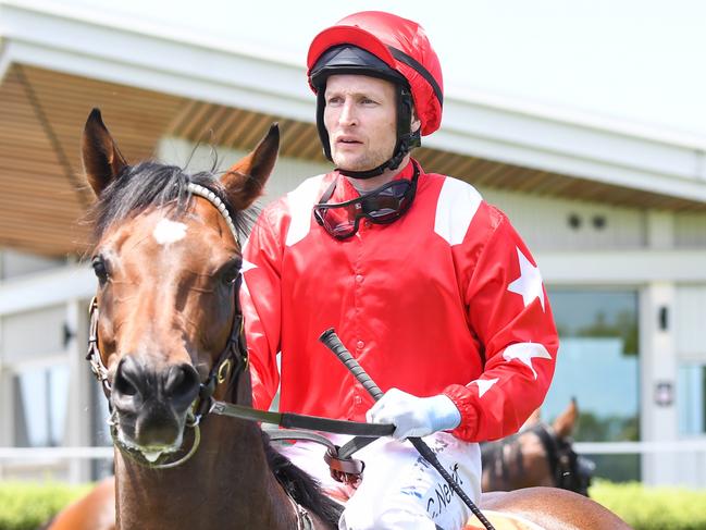 Romania ridden by Craig Newitt returns to the mounting yard after winning  the McLeod Trees Plate  at Mornington Racecourse on December 14, 2021 in Mornington, Australia. (Pat Scala/Racing Photos via Getty Images)