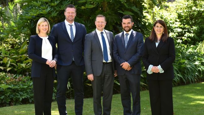 Mr Mulholland (second from right) has instead proposed inserting a preamble into the Constitution that recognises Indigenous people as the first Australians. Picture: NCA NewsWire / Nicki Connolly