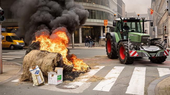 Farmers across Europe protested for weeks last year over what they say are excessively restrictive environmental rules, competition from cheap imports from outside the European Union and low incomes. Picture: James Arthur Gekiere/AFP