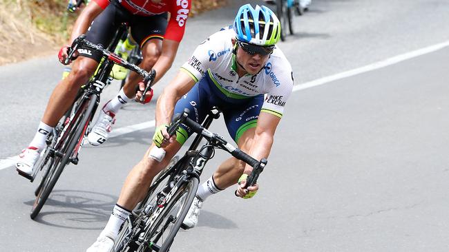 TOUR DOWN UNDER - STAGE 3 - Glenelg to Campbelltown. Simon Gerrans on the decent of the Corkscrew and on his way to win the stage and take the Ochre Jersey. Photo Sarah Reed