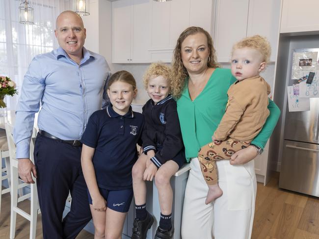 Silke Hayes and Leon Hayes with their children Ariyah (10), Aspen (5) and Alexander (2) at their Hendra home, Monday, August 7, 2023 - Picture: Richard Walker