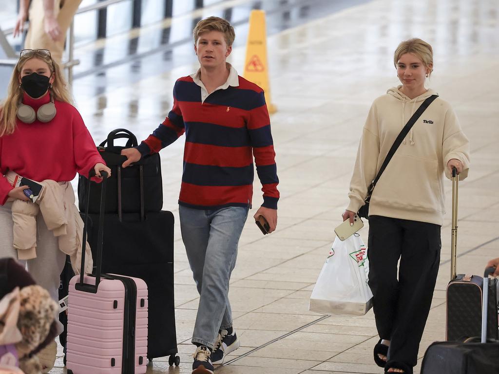 Robert Irwin and girlfriend Rorie Buckley arrive at Brisbane Airport on July 4. Pictures: Media-Mode.com